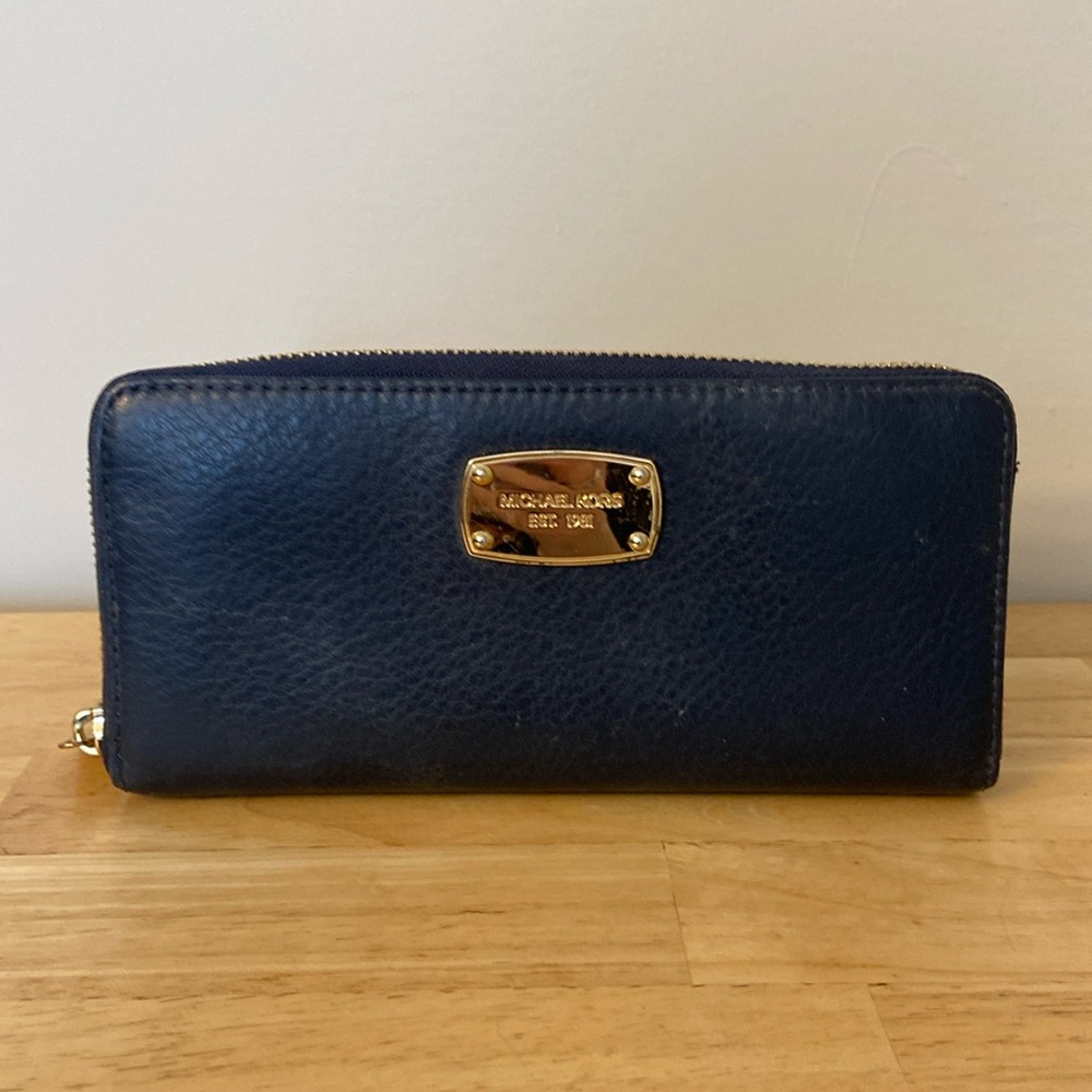 Michael Kors blue leather wallet